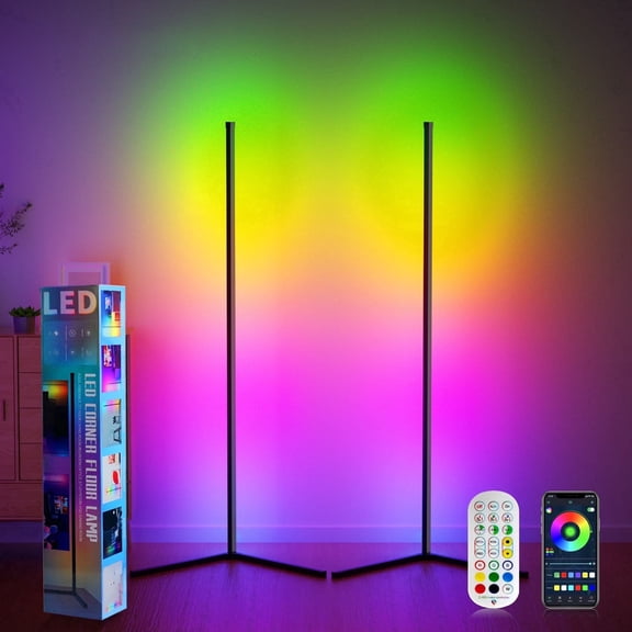 GUPUP 2Pack Floor Lamps for Living Room, Music Sync APP Remote Control USB Plug-in Corner Lamp