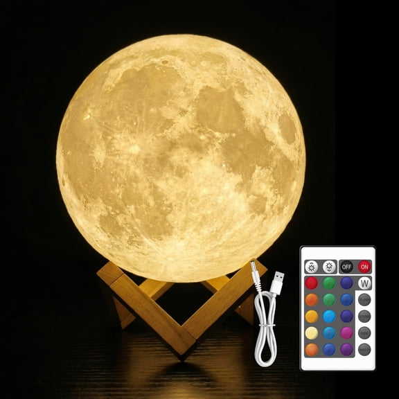GUPUP 4.8Inch Moonlight Night Light for Kids, 16 Colors/3D Printing Moon Light Night Lamp for Kids Bedroom Decor, Gifts for Adults, Thanksgiving