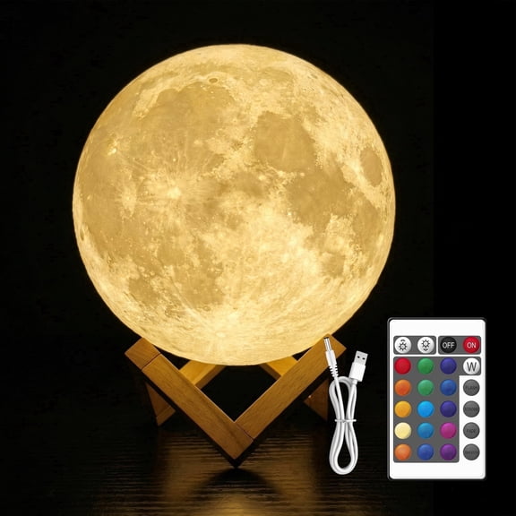 GUPUP Moon Lamp Night Light for Kids Adults, 4.7 Inch 16 Color 3D Printed LED Moonlight Night Lamp for Bedroom