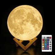 GUPUP Moon Lamp Night Light for Kids Adults, 4.8 Inch 16 Color 3D Printed LED Moonlight Night Lamp for Bedroom