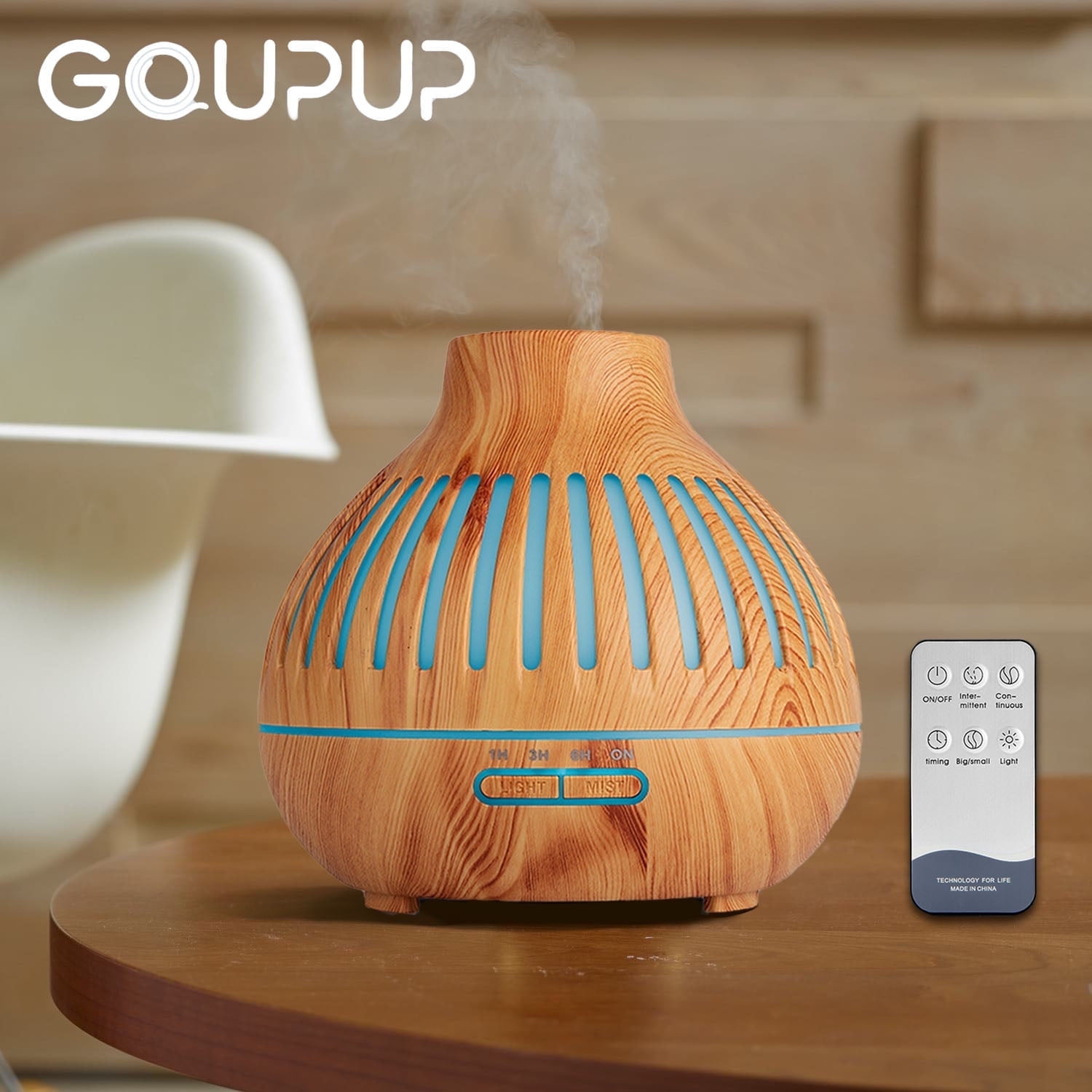 GUPUP 400ml Essential Oil Diffuser, 7 Colors Light Ultrasonic Aromatherapy Diffusers,Remote Control,Timer for Home Office Bedroom