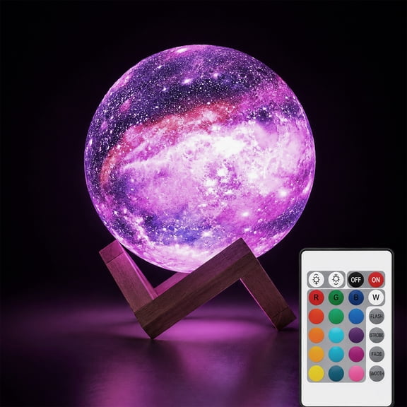 GUPUP 4 Inch 3D Galaxy Moon Lamp Night Light for kids, 16 Color Rechargeable Moon Light with Remote & Touch Control, Moon Decor Gift
