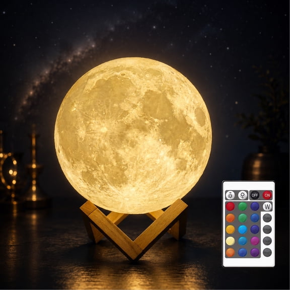 GUPUP Moon Lamp Night Light for Kids Adults, 4 Inch 16 Color 3D Printed LED Moonlight Night Lamp for Bedroom