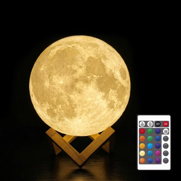 GUPUP Moon Lamp Night Light for Kids Adults, 4 Inch 16 Color 3D Printed LED Moonlight Night Lamp for Bedroom