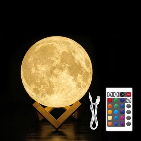 GUPUP 4in Moonlight Night Light for Kids, 16 Color 3D Printing Moon Lamp Night Lamp for Bedroom Decor, Gifts for Adults, Thanksgiving