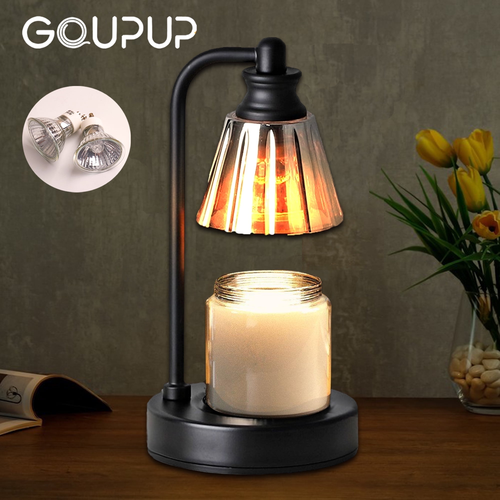 GUPUP Candles Warmer Lamps, Dimmable Wax Warmer Lights with Timer for Scented Candles,Gifs Candle lamps for Bedroom with 2*50W Bulbs