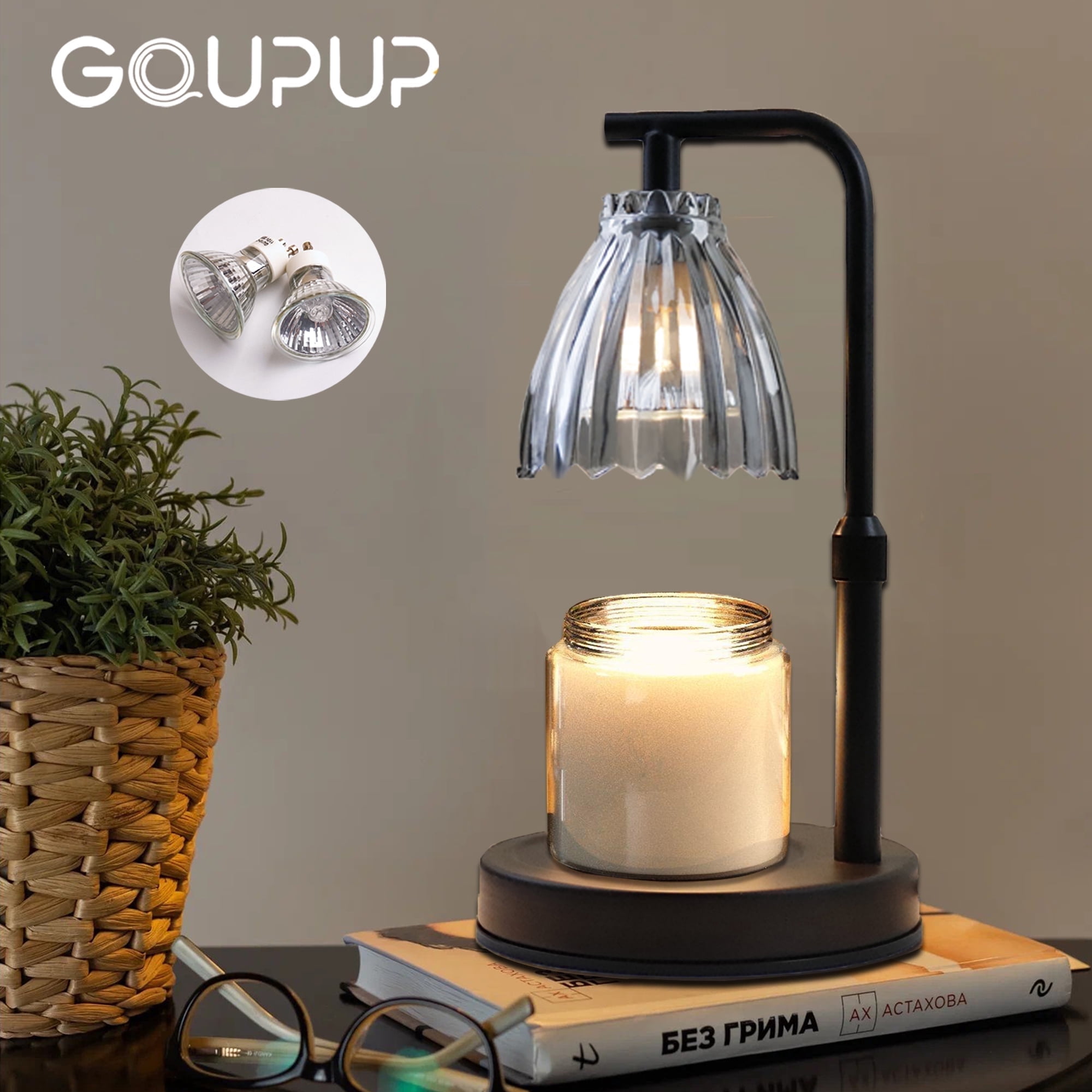 GUPUP Candle Warmer Lamp, Mother's Day Gifts Dimmable Adjustable Height Lamp with Timer, Wax Melt Lamp Present for Mom Bedroom Home Decor with 2*50W Bulbs