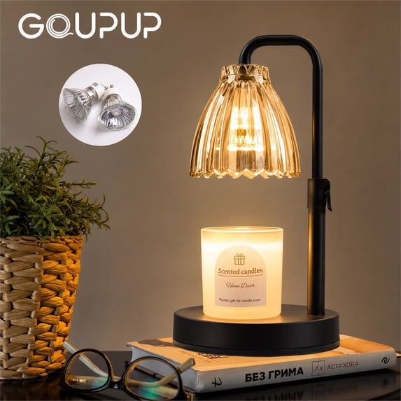 GUPUP Candle Warmer Lamp with Timer, Dimmable Adjustable Height Candle Lamp for Bedroom Home Decor with 2*50W Bulbs