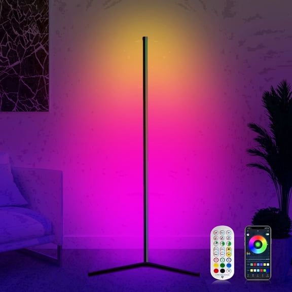 GUPUP Modern LED Floor Lamp, USB Plug-in Music Sync Corner Lamp, APP Remote Control Lamps for Living Room