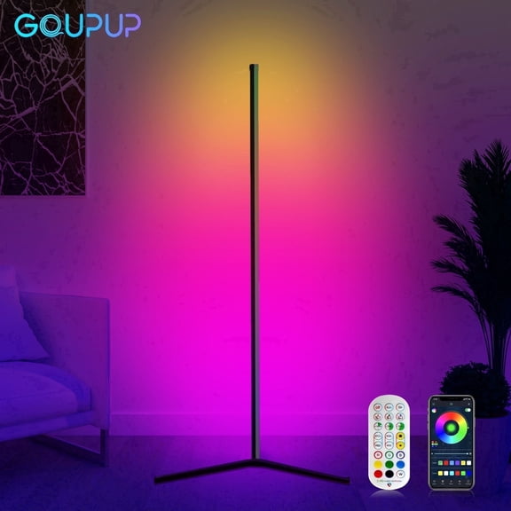 GUPUP Modern LED Floor Lamp, USB Plug-in Music Sync Corner Lamp, APP Remote Control Lamps for Living Room