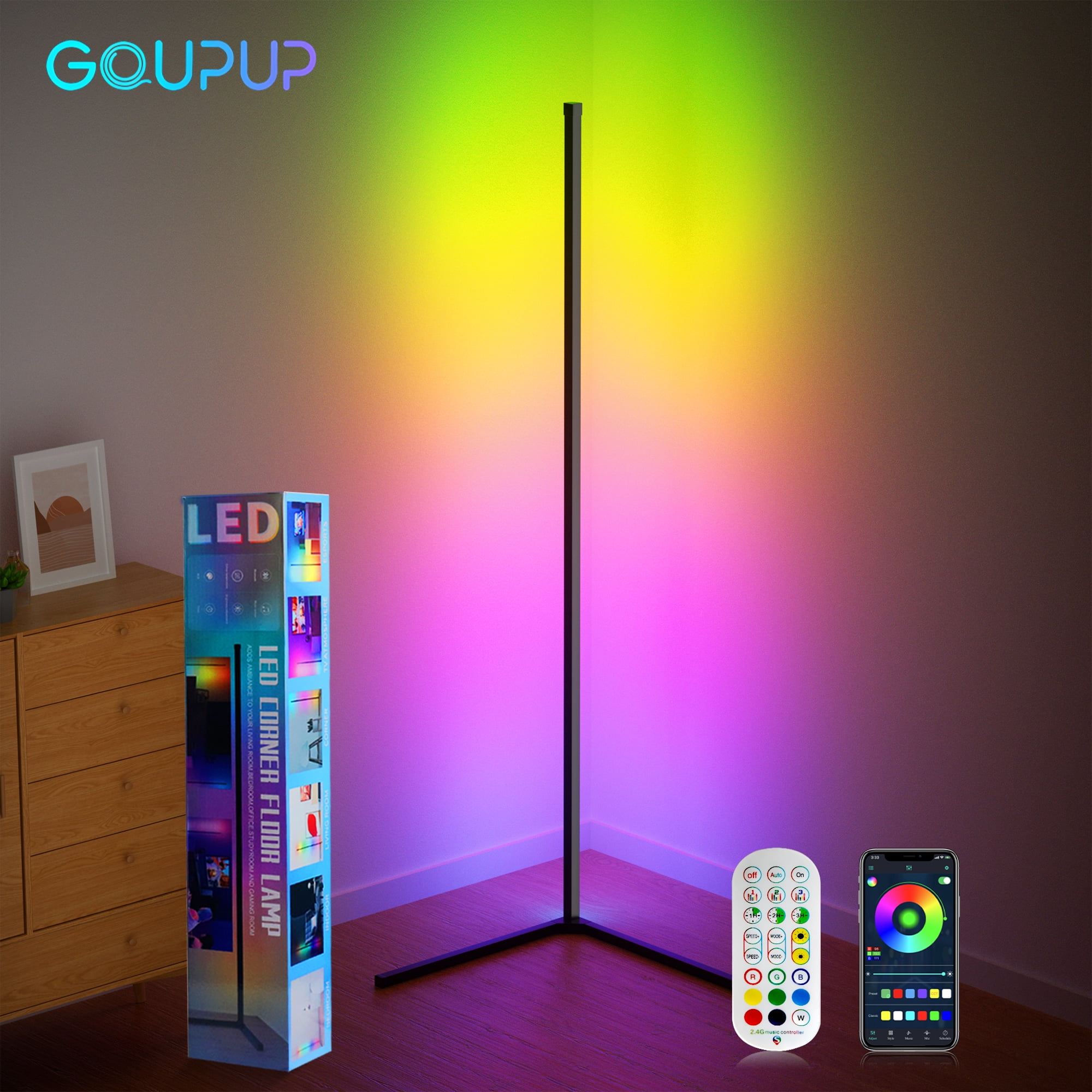 GUPUP Led Floor Lamps, Music Sync RGB Lights with APP Remote Control