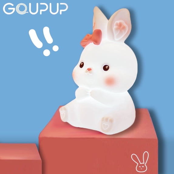 GUPUP Cute Rabbit Night Light for Kids, 10 Color Changing Gifts Light for Women Teen Girls Baby,Dimmable Bedside Lamp for Children Bedroom Kawaii Room Decor