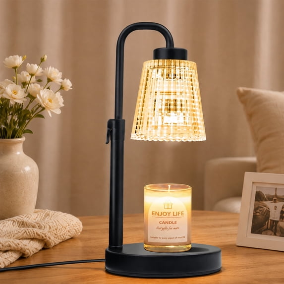 GUPUP Electric Candle Warmer Lamp with Timer, Adjustable Height Dimmable Candle Warmer Light with 2*50W Bulbs for Home Decor