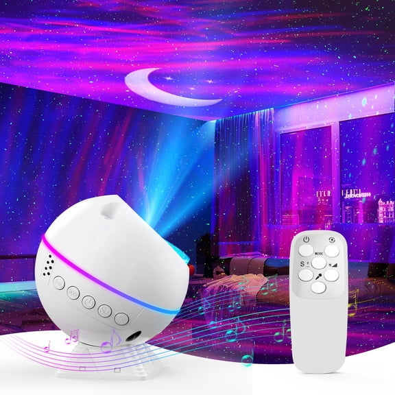 GUPUP Kids Night Light ,White Color Changing Star Projector with Remote ,Voice Control Child Gifts Galaxy Projector for Bedroom