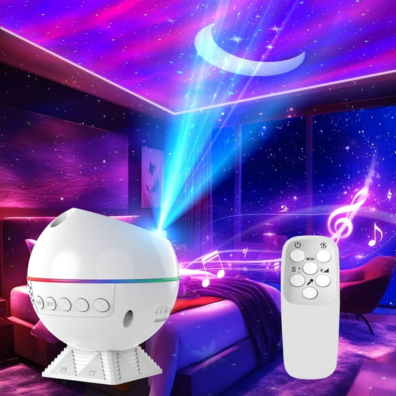 GUPUP Kids Night Light ,White Color Changing Star Projector with Remote ,Voice Control Child Gifts Galaxy Projector for Bedroom