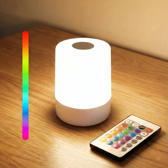GUPUP Night Light, Dimmable Touch Lamp for Bedroom, Portable Bedside Table Lamps, 9 Brightness & 16 RGB Colors with Remote Control for Nightstand, Kids Room Decor