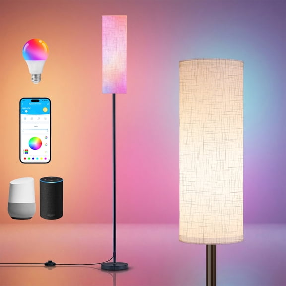 GUPUP RGB Modern Floor Lamp for Living Room, LED Standing Lamp with App Control, Works with Alexa & Google Home