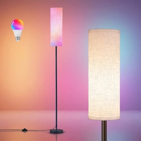 GUPUP RGB Modern Floor Lamp for Living Room, LED Standing Lamp with App Control, Works with Alexa & Google Home