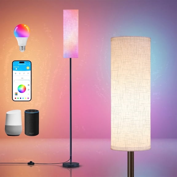 GUPUP RGB Modern Floor Lamp for Living Room, LED Standing Lamp with App Control, Works with Alexa & Google Home