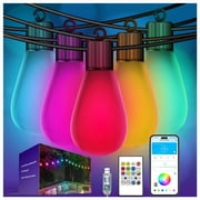 GUPUP Smart Outdoor String Lights, Waterproof RGBIC S14 Patio Lights APP Control for Christmas Decor 25FT
