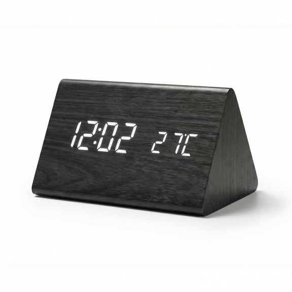 GUPUP Wooden Alarm Clock, Battery and USB Operated Digital Clocks with Date and Temperature, Loud Alarm Clock for Heavy Sleepers, for Living Room, Bedroom, Office