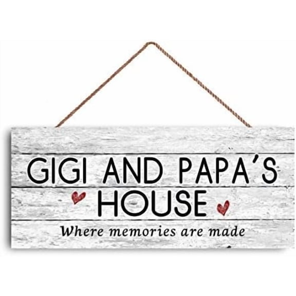 GUQFF 12x6 inch New Sign Gigi and Papa's House Sign, Where Memories Are Made, Distressed Style, Gift for Grandparents, Indoor Outdoor$$Home Decor, Kitchen, & Other