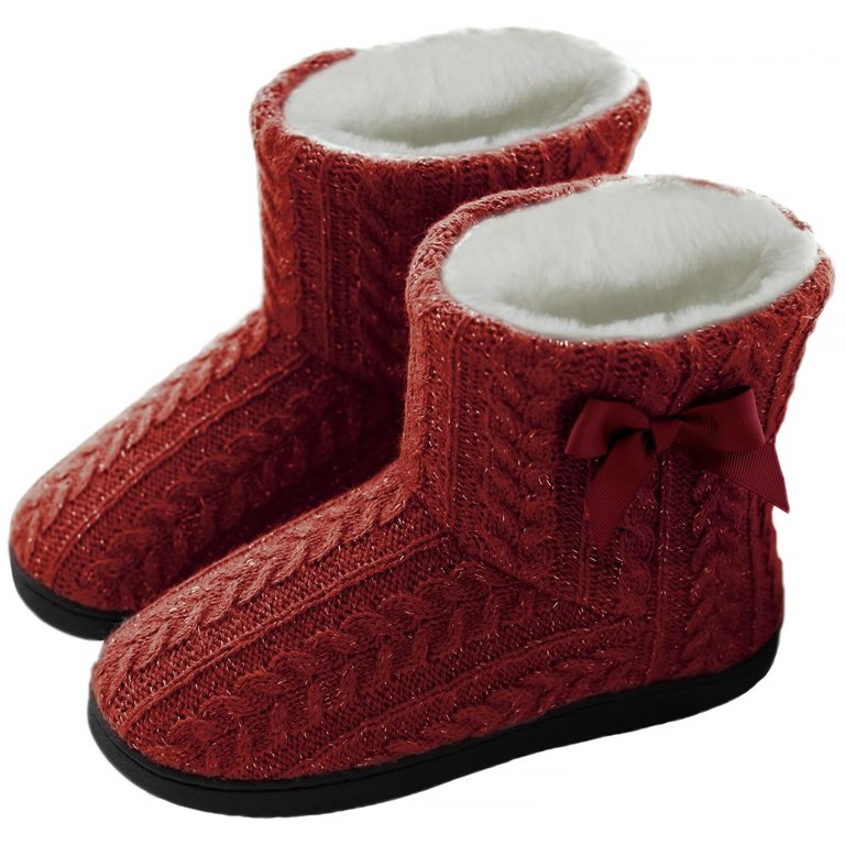 Womens red slipper online boots