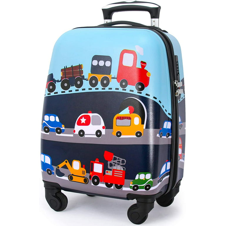 GURHODVO Kids Luggage Rolling Kids' Suitcase with Wheels Hard Shell Carry  on Suitcase 18 inch for Toddler Boys Cars in General Children's Trolley  Luggage Vehicle 