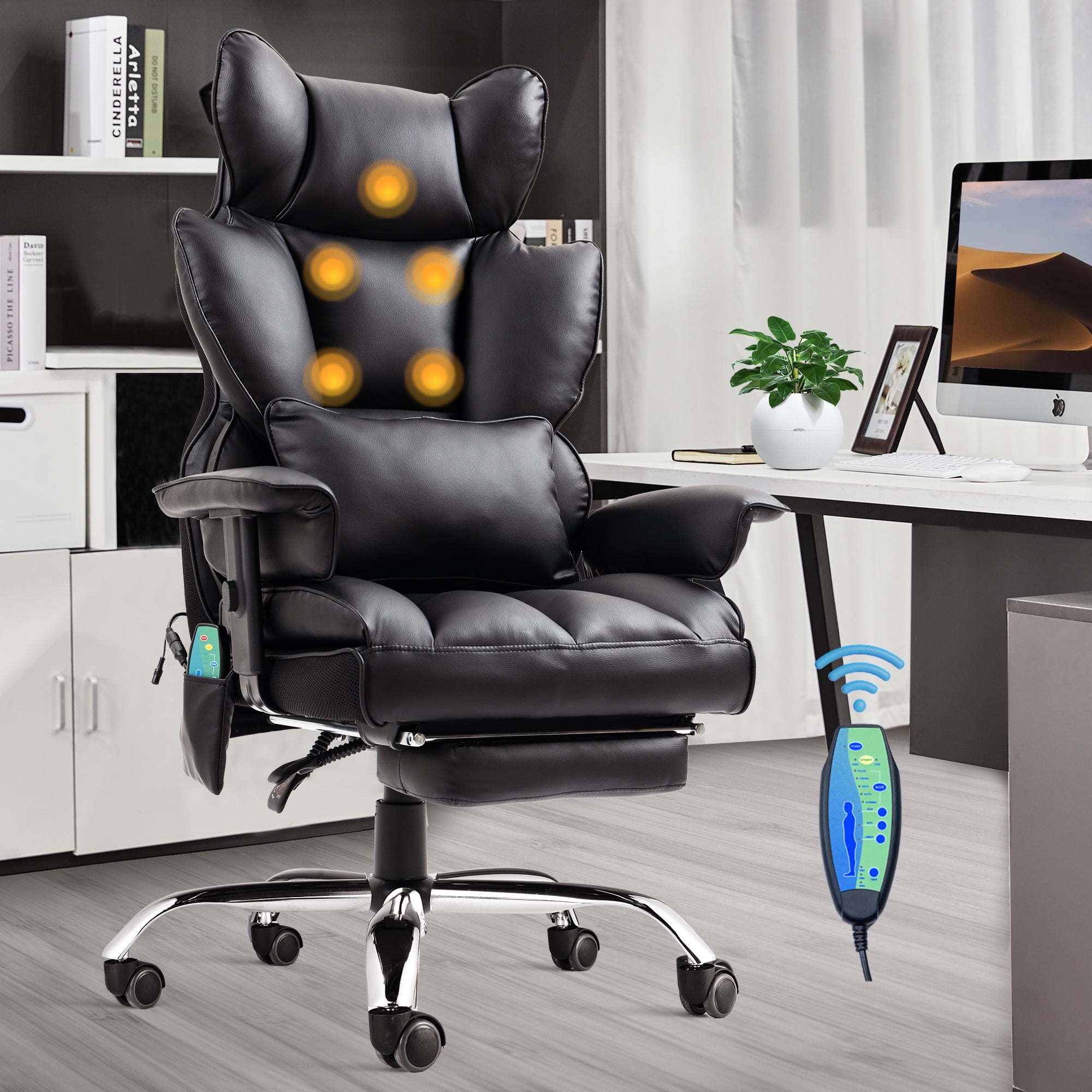 GURLLEU Executive Office Chair Office Desk Chair, Massage Reclining Office Chair with Foot Rest