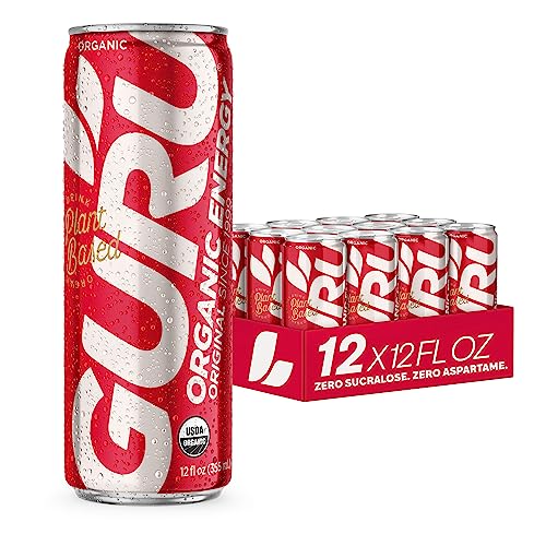 GURU Original Organic Energy Drinks, Clean Energy Drink with Plant