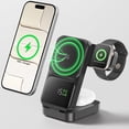 thumbnail image 1 of GUSGU 3-in-1 Charging Station for MagSafe Wireless Charger Clock, LED Screen with Power Display, 15W Fast Charging, Compatible with iPhone 17/Air/16/15, iWatch Ultra 3, AirPods Pro 3, Black, 1 of 7