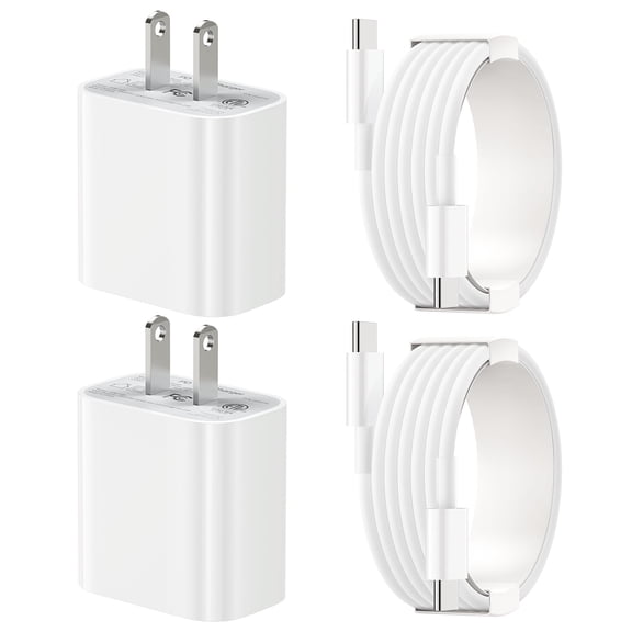 GUSGU PD 30W Wall Charger Compatible with iPhone 15/16 Charger with Charging Cable for iPad Pro, MacBook, Galaxy, Google, 2PACK