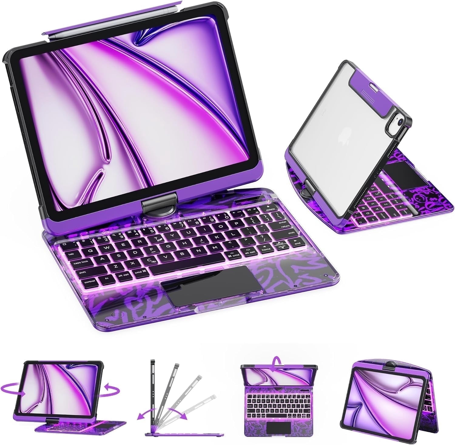 iPadアクセサリー jyuujirou GUSGU Transparent Case with Wireless Keyboard only for 2024 iPad