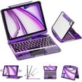 thumbnail image 1 of GUSGU Transparent Case with Wireless Keyboard for iPad 10.2-in (7th, 8th, and 9th Gen), 7 Colors Backlight, Trackpad, 360°Rotating Stand, Tech Style, 1 of 9
