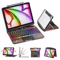 thumbnail image 1 of GUSGU Transparent Case with Wireless Keyboard for iPad Air 13-in.(M3/M2, 2025/2024), 7 Colors Backlight, Trackpad, 360°Rotating Stand for iPad Pro 12.9-in (6/5/4/3 Gen), Tech Style, 1 of 9