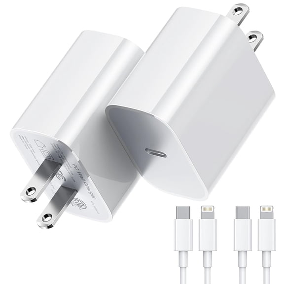 GUSGU iPhone Fast Charger PD 20W (2-Pack), 6Ft USB C Cable, Wall Charger Block for Apple iPhone 14/13/12/11 Pro Max/XS/XR/8