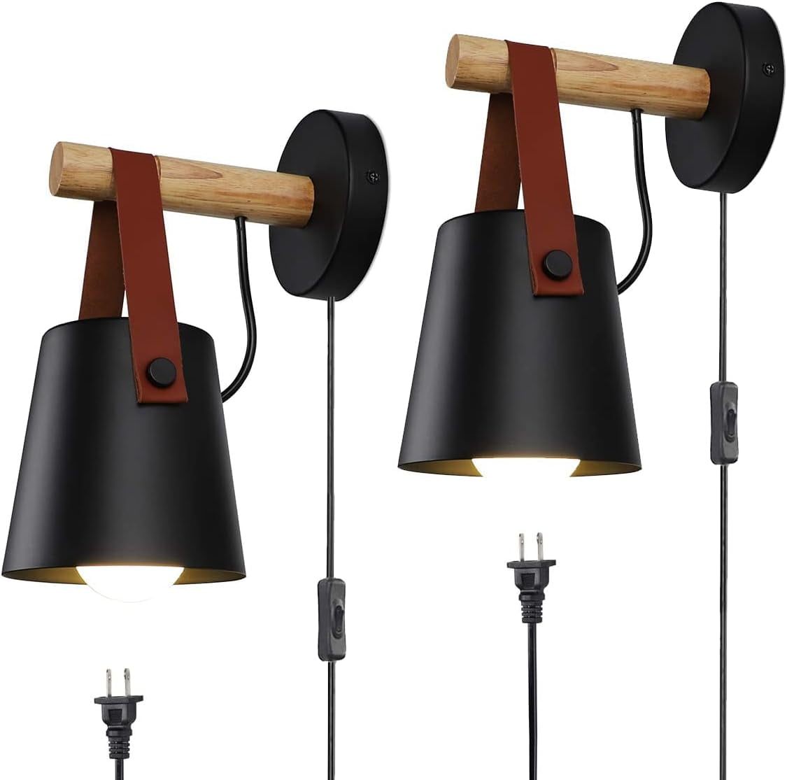 GUSTELL plug in wall sconces set of two for bedroom Lighting Fixtures ...