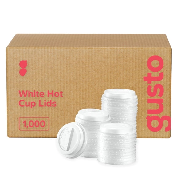 GUSTO 10, 12, 16, 20 Oz Dome Lid, Hot Coffee Cup Lids, Disposable Plastic Lids White 1000 Count