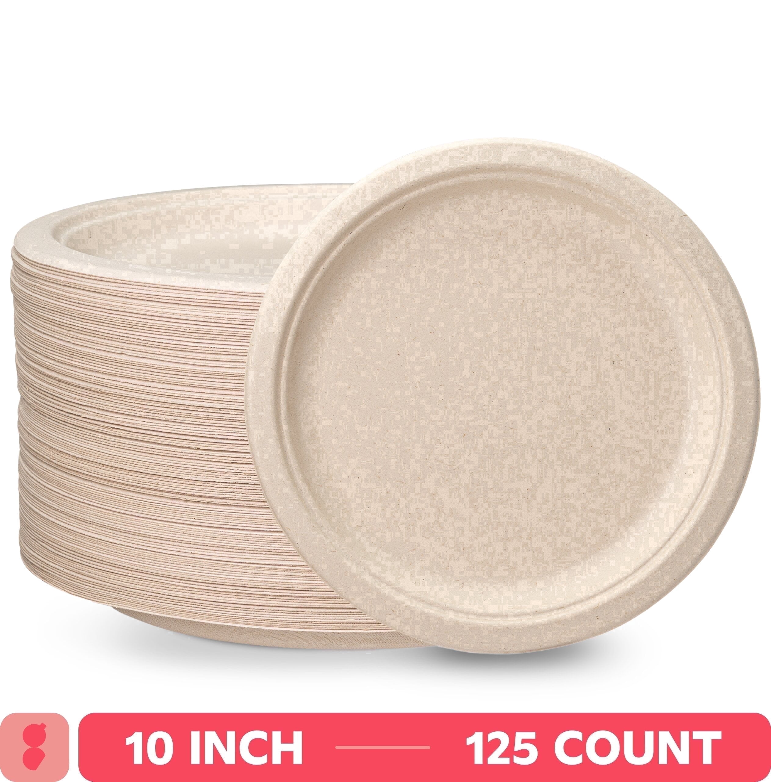Comfy Package 10-Inch Heavy-Duty Biodegradable Plates [125 Pack] - 100% ...