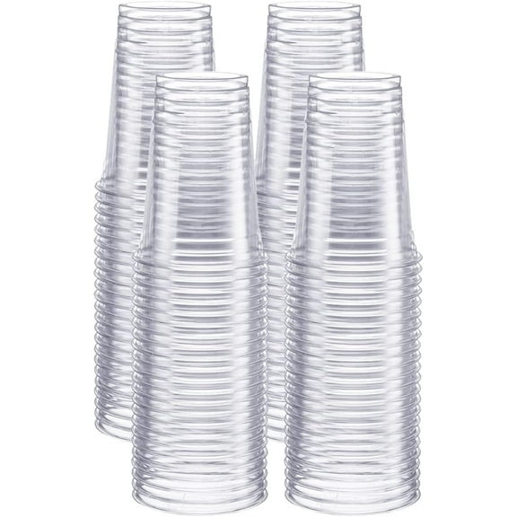 GUSTO 10 Oz Clear Plastic Cups Disposable Iced Coffee Cups, 100-Pack