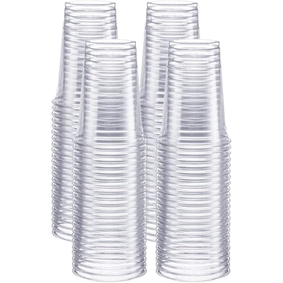 GUSTO 10 Oz Clear Plastic Cups Disposable Iced Coffee Cups, 100-Pack