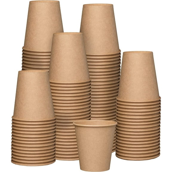 GUSTO 10 oz Kraft Paper Cups Disposable Coffee Cups Unbleached, 100-Pack