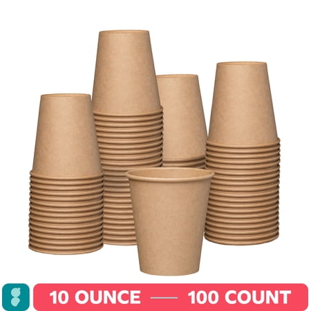 Gusto 10 Oz Kraft Paper Cups Disposable Coffee Cups Unbleached, 100-Pack