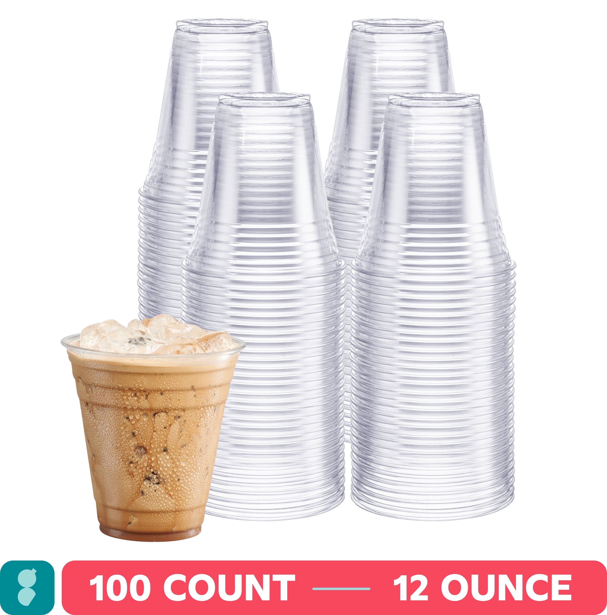 GUSTO, 16 oz Clear Plastic Cups, 100 Count, Disposable Cold Drinks -  Walmart.com