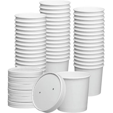 GUSTO 12 Oz Food Containers Disposable Ice Cream & Soup Cups with Lids, 50-Pack