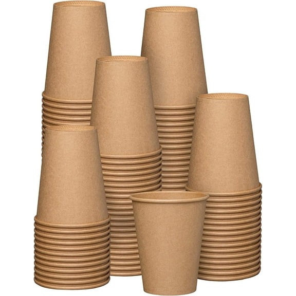 GUSTO 12 Oz Kraft Paper Cups Disposable Coffee Cups Unbleached, 100-Pack