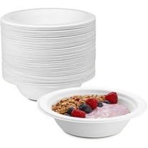 GUSTO 12 Oz Paper Bowls Disposable Heavy Duty Compostable Bowls, White 125-Pack