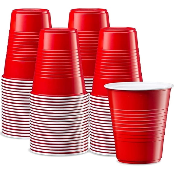 GUSTO 12 Oz Plastic Cups for Party Disposable Cups, Red 40-Pack
