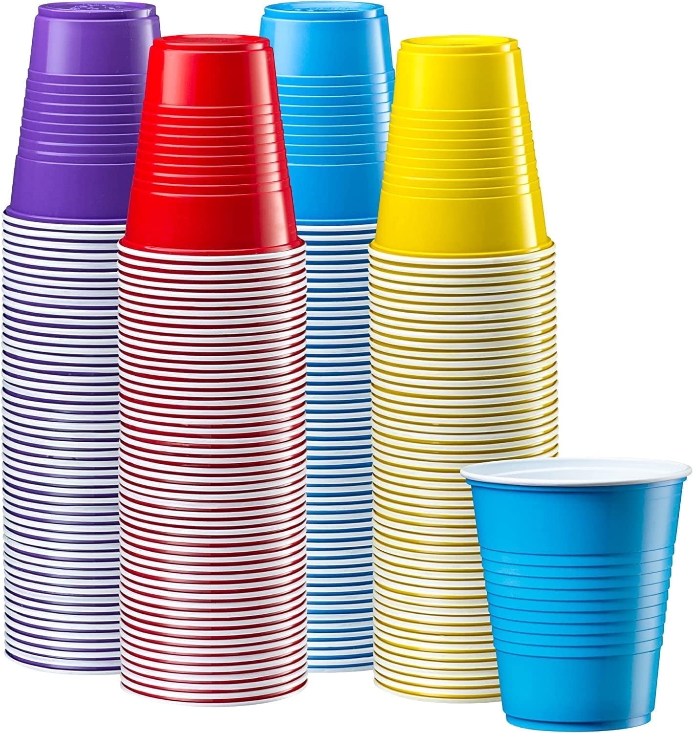 Gusto 12Oz Disposable Plastic Party Cups, Colorful, Textured Grip, 240 ...