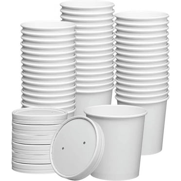 GUSTO 16 Oz Food Containers Disposable Ice Cream & Soup Cups with Lids, 50-Pack